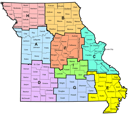 Emergency Regional Map of Missouri